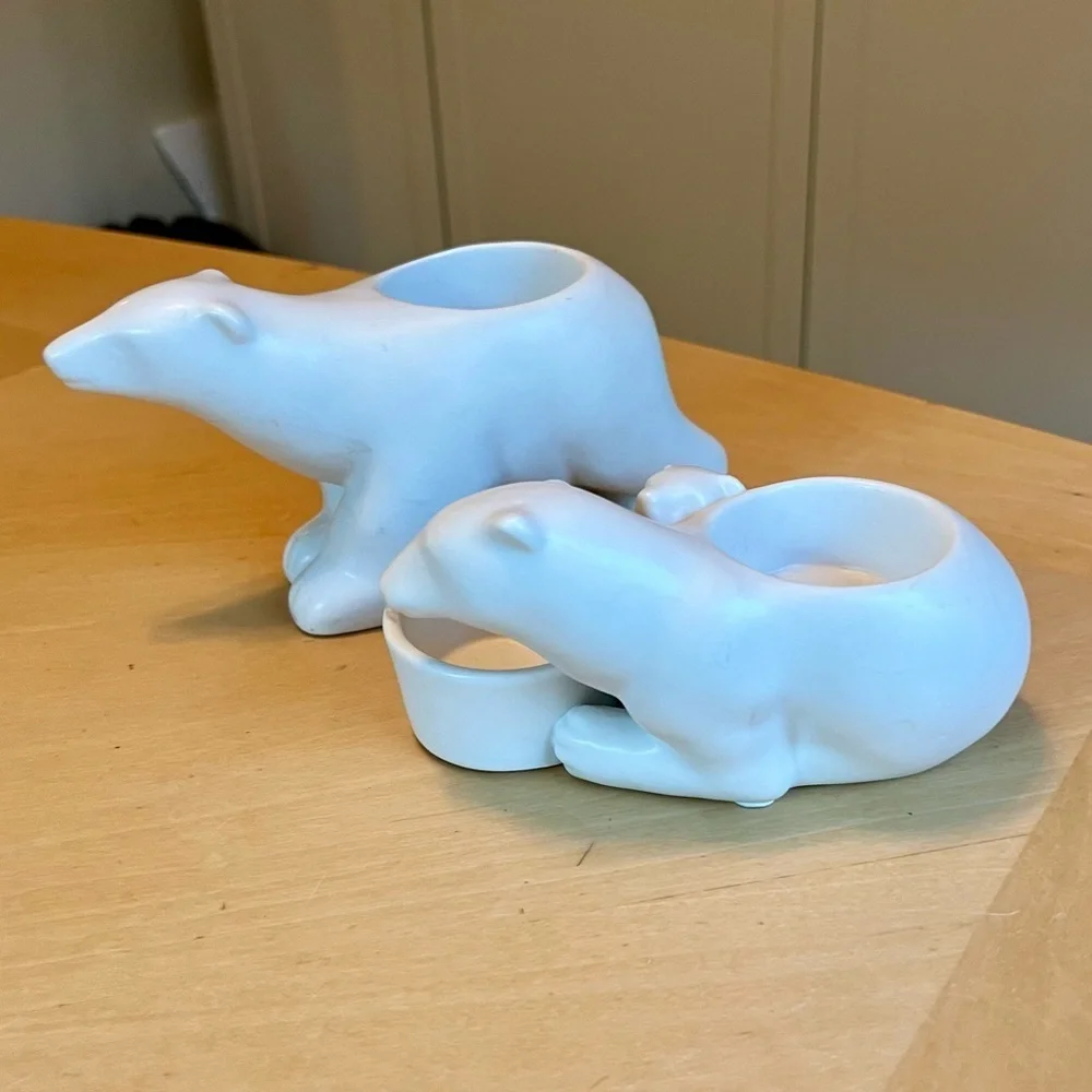 Yankee Candle Polar Bear Family Tea Light & Votive Candle Holders Set of 2